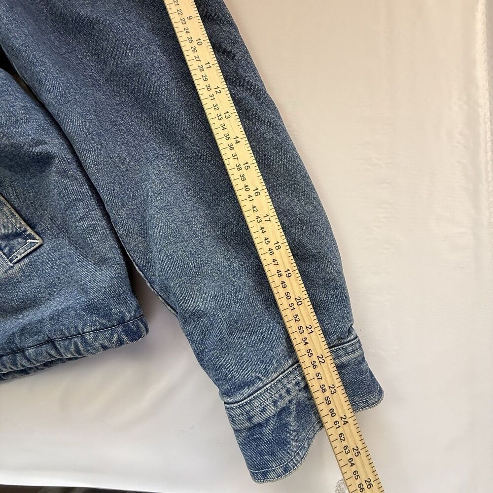 Old Navy Dungarees Womens Large Sherpa Lined Denim‎ Jacket Corduroy Collar - Picture 7 of 10